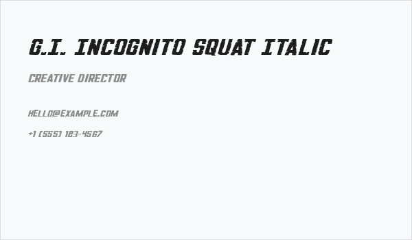 G.I. Incognito Squat Italic Business Card
