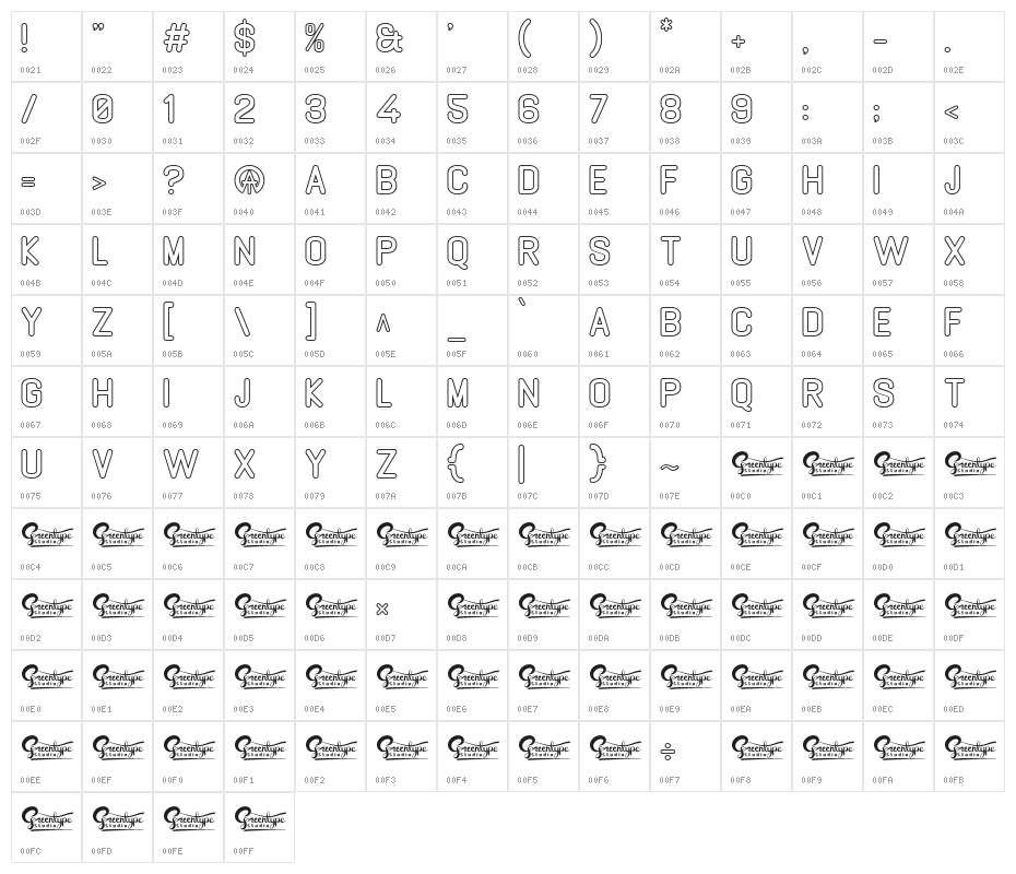 GABOED Outline Character Map