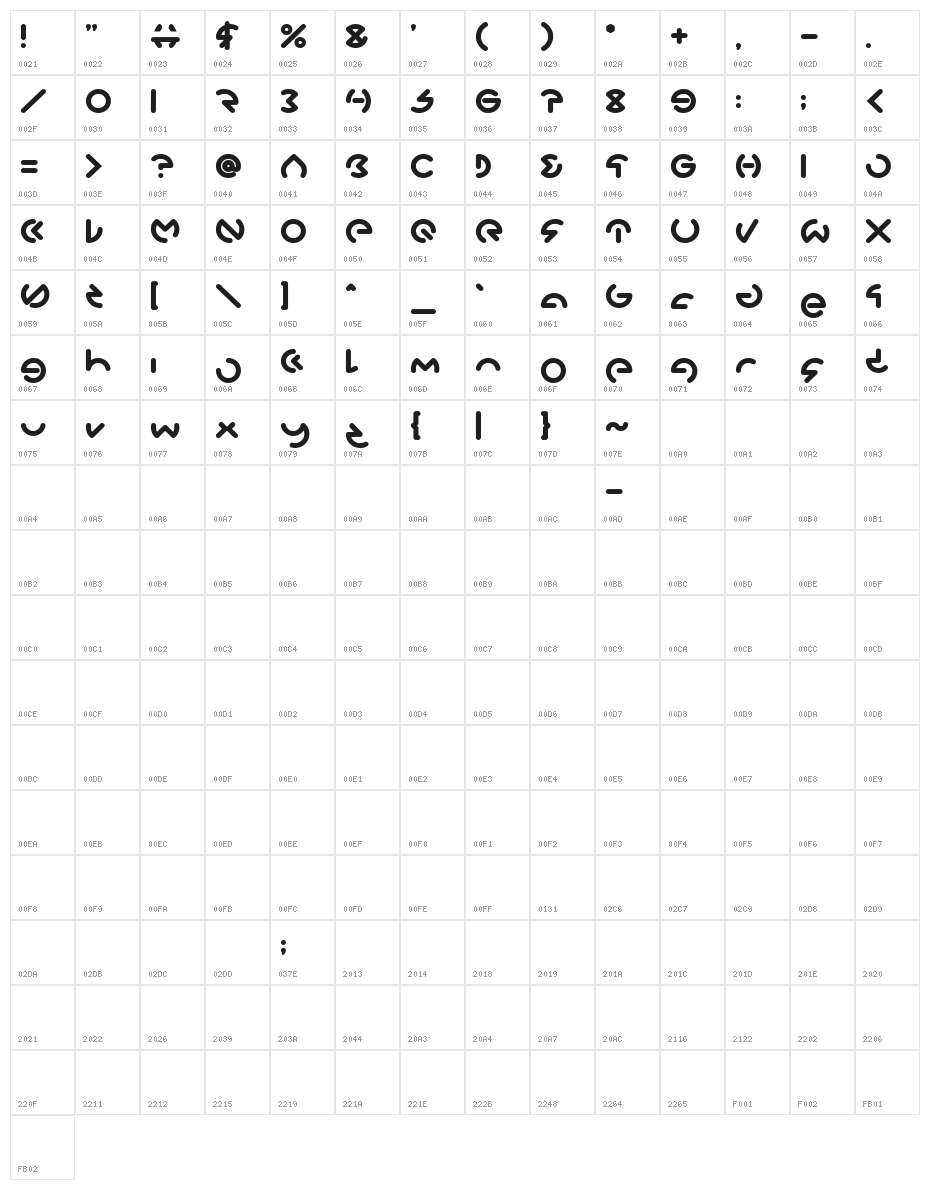GABRIELLE Bold Character Map