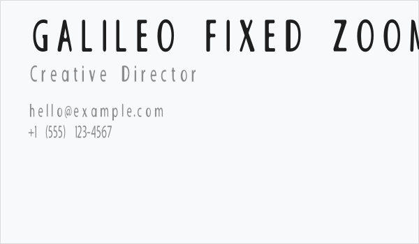 GALILEO FIXED ZOOM Business Card
