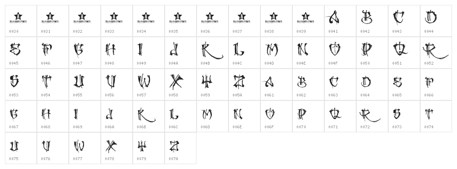 GANGLAND Character Map