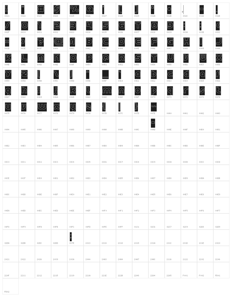 GAPHIC DESIGN-Hollow-Inverse Character Map