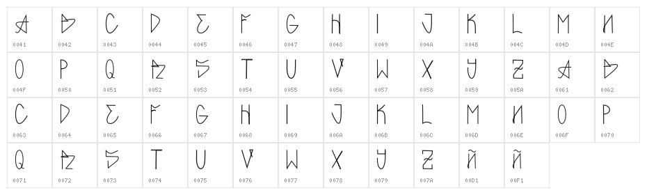 GARBAGE MEDIUM Character Map