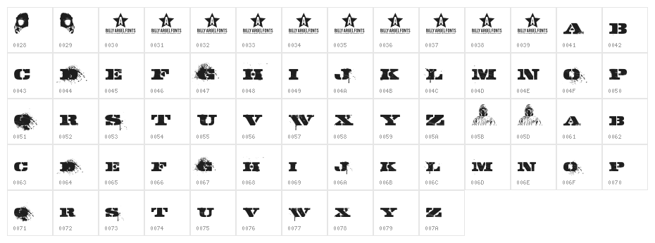 GASMASK Character Map