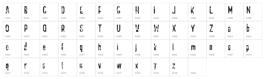 GASOLINE scratchy Character Map