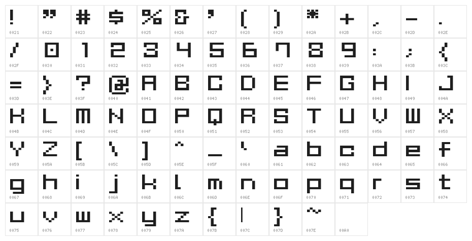 GAU_font_cube_R Character Map