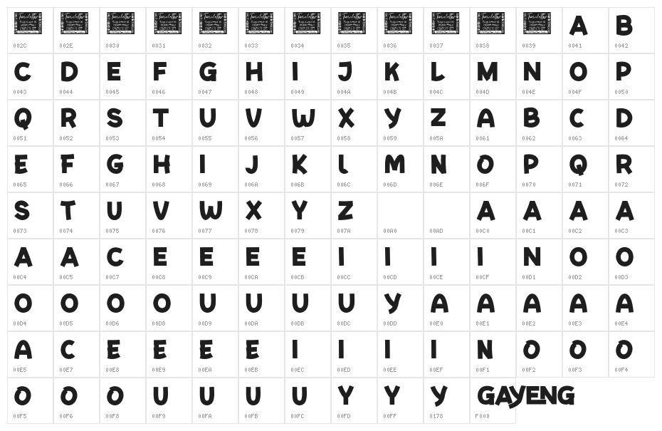 GAYENGPersonalUse Character Map