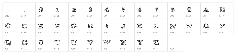 GAZA 14 Character Map