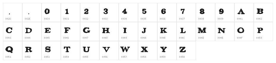 GAZA 48 Character Map