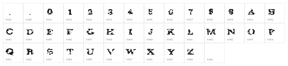 GAZA 67 Character Map