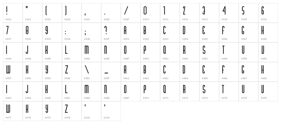 GabbaAllCaps-Regular Character Map