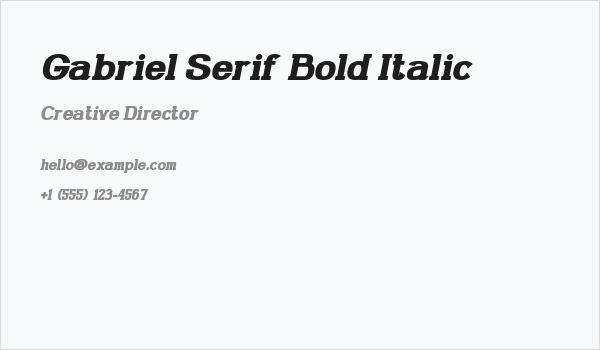Gabriel Serif Bold Italic Business Card