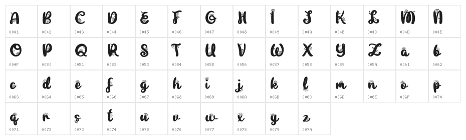 Gabriella FREE Character Map