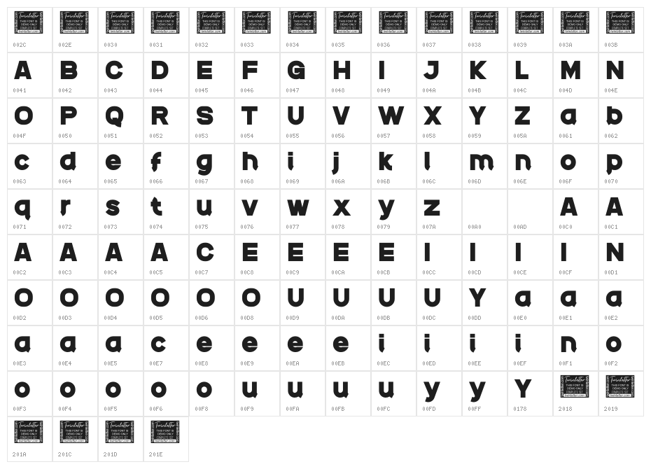 Gadeg Bold Personal Character Map