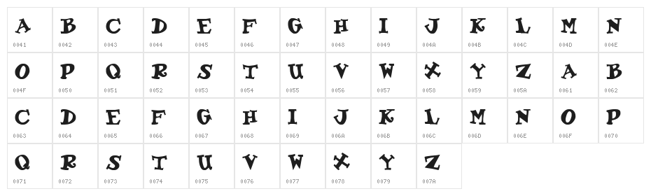 Gadzoox Bold Character Map
