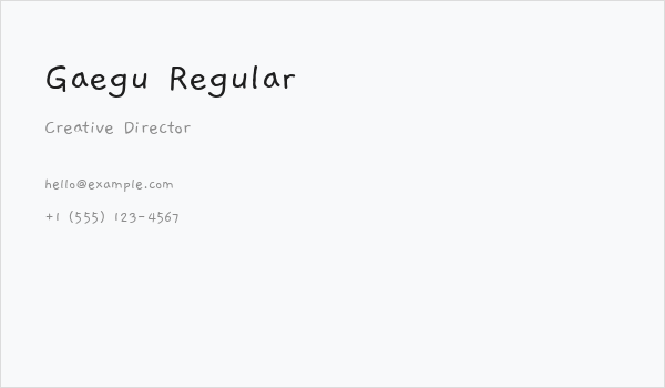 Gaegu Regular Business Card
