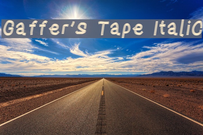 Gaffer's Tape Italic Font examples