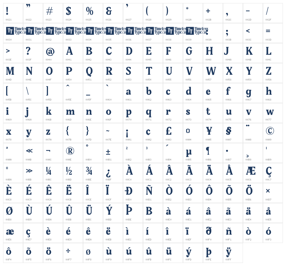 Gafjust Minfine DEMO VERSION Character Map
