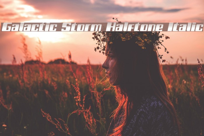 Galactic Storm Halftone Italic Font examples