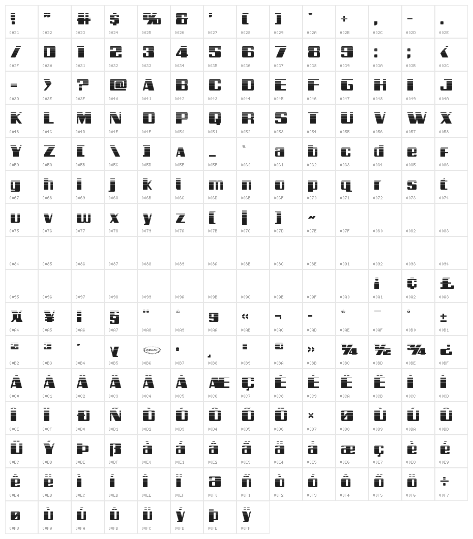 Galactic Storm Halftone Character Map