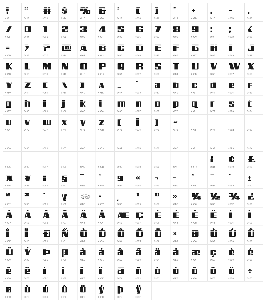 Galactic Storm Laser Character Map