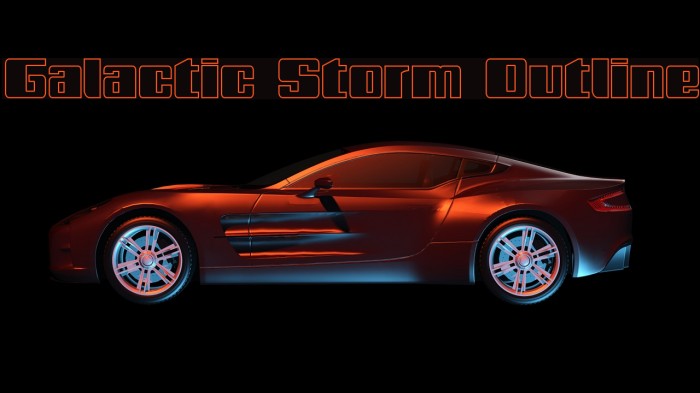 Galactic Storm Outline Font examples