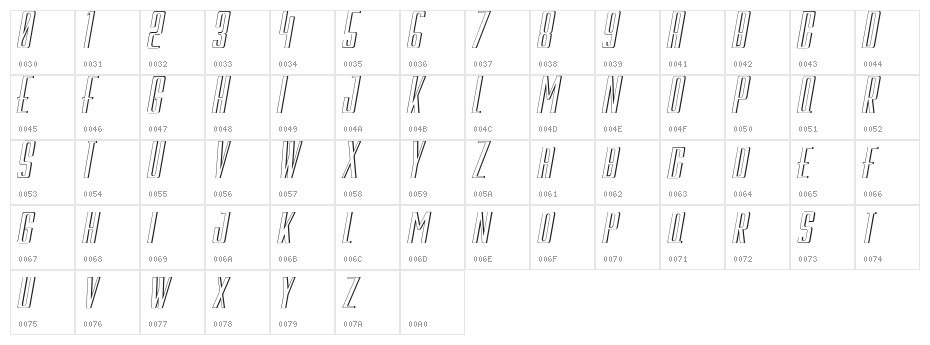 Galah Panjang Italic Character Map