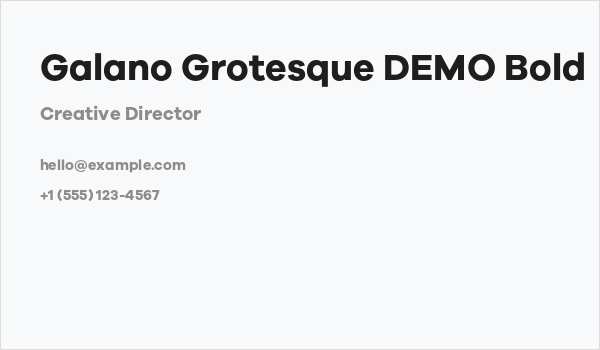 Galano Grotesque DEMO Bold Business Card