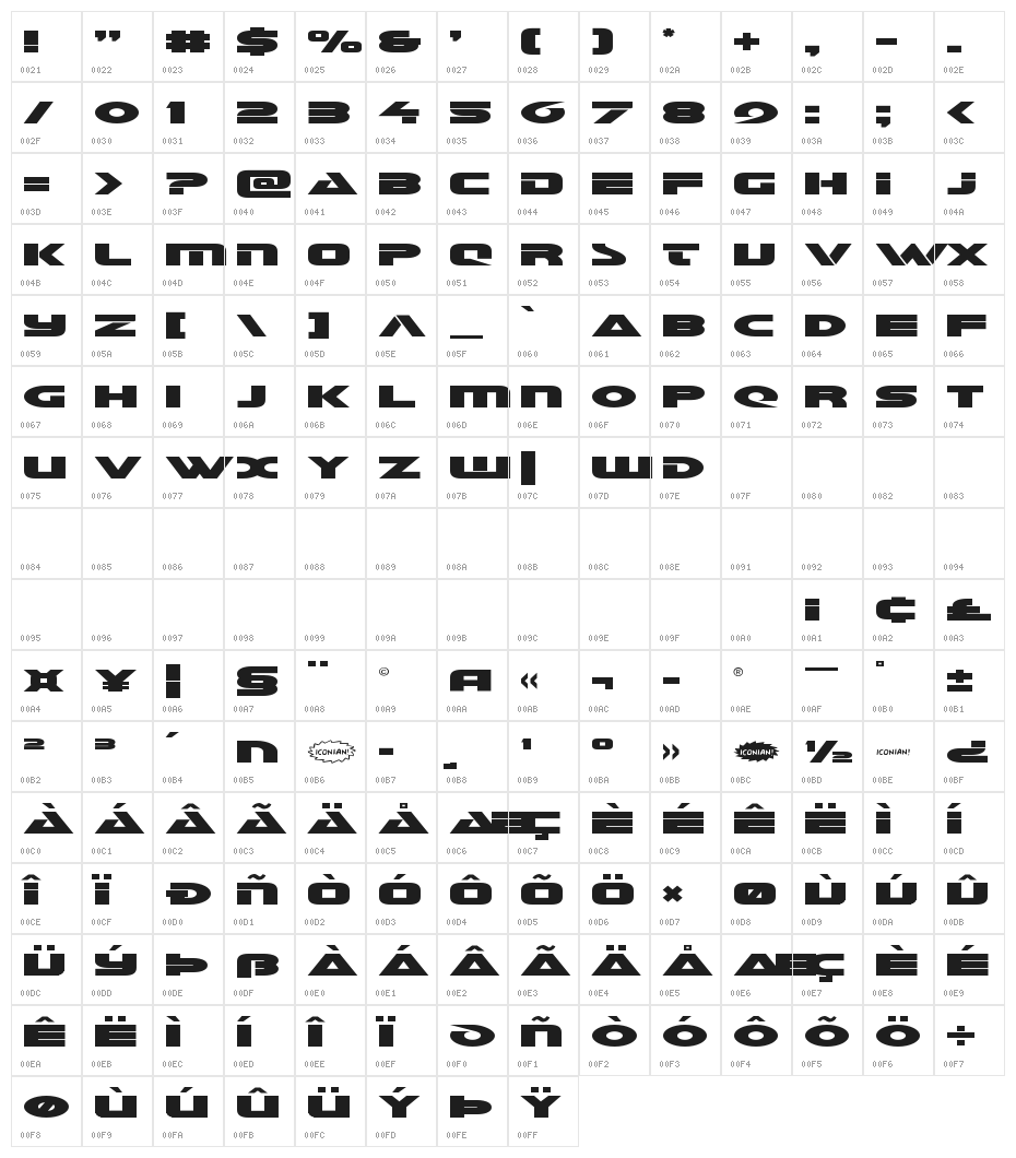 Galant Expanded Character Map