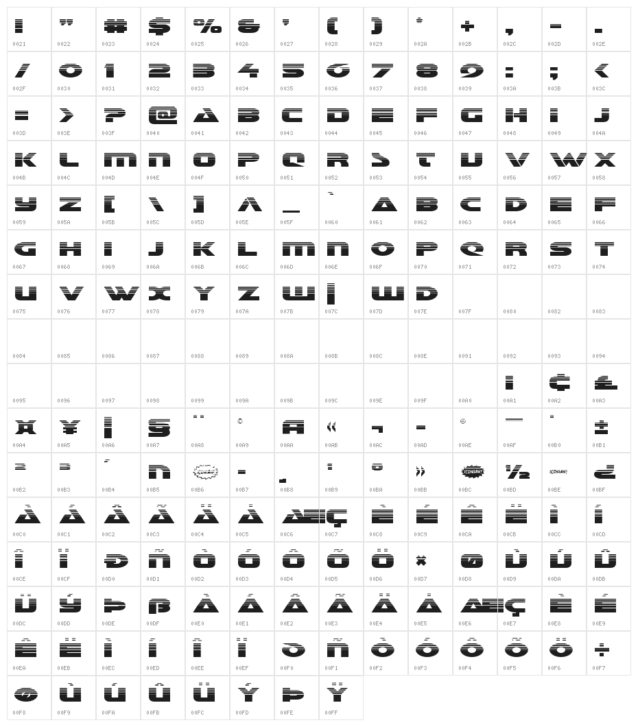 Galant Halftone Character Map