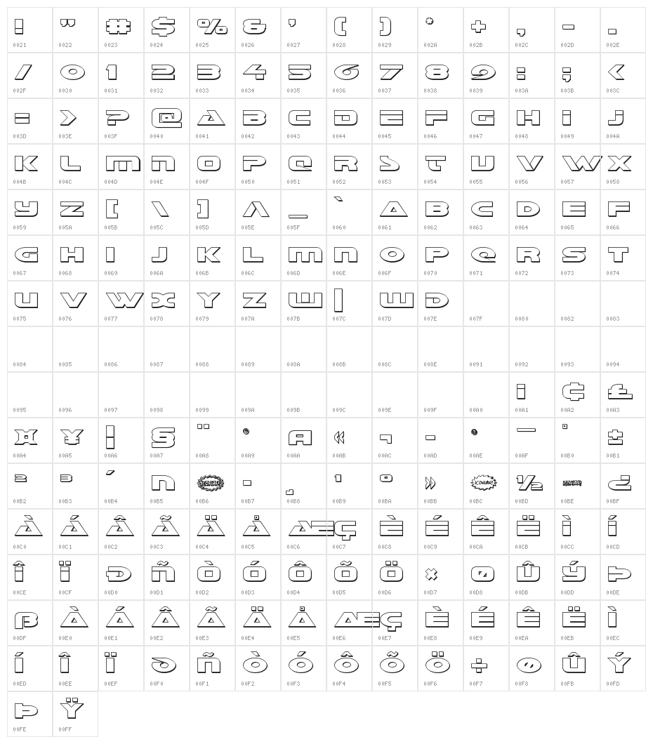 Galant Outline Character Map