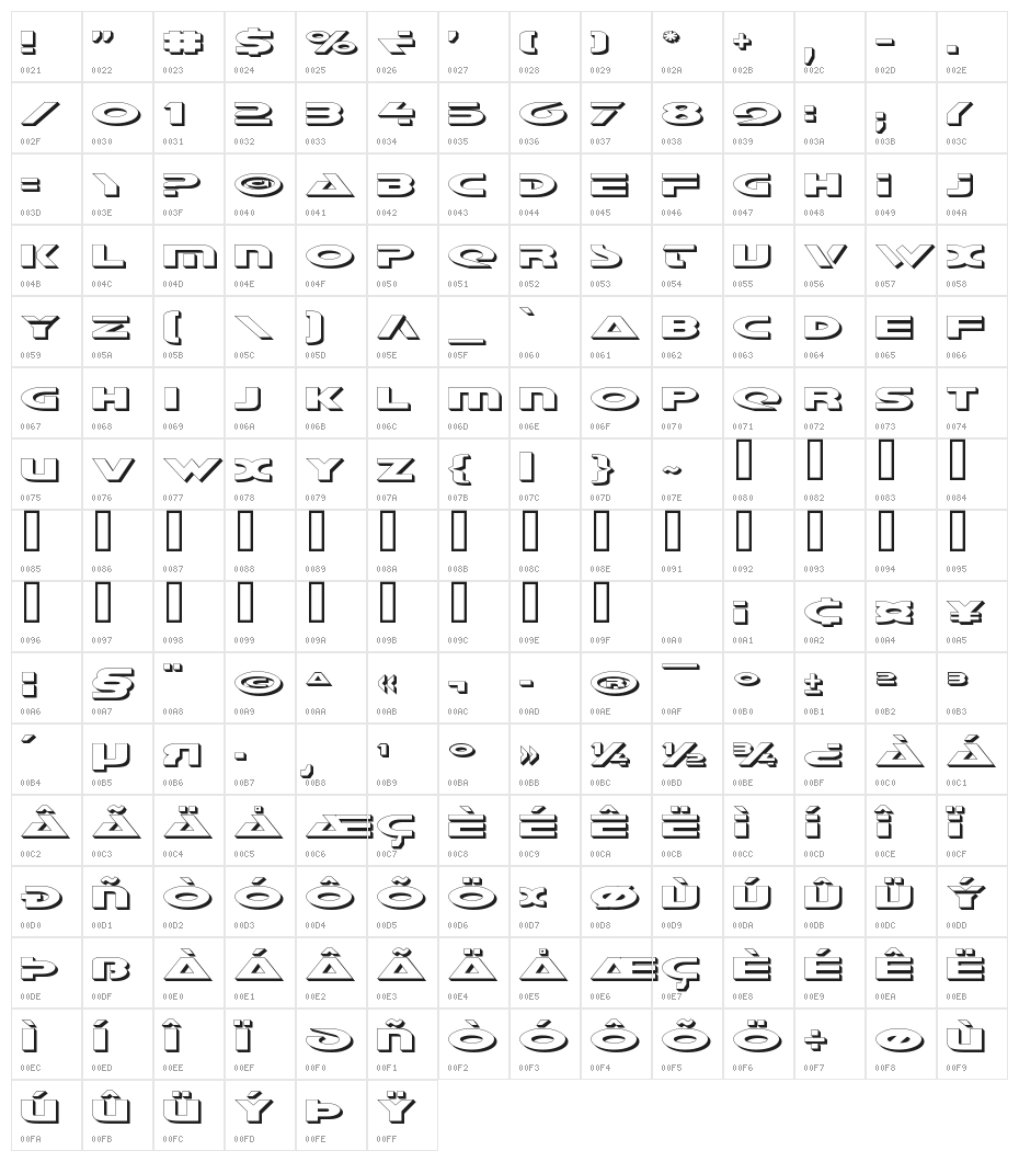 Galant Shadow Character Map