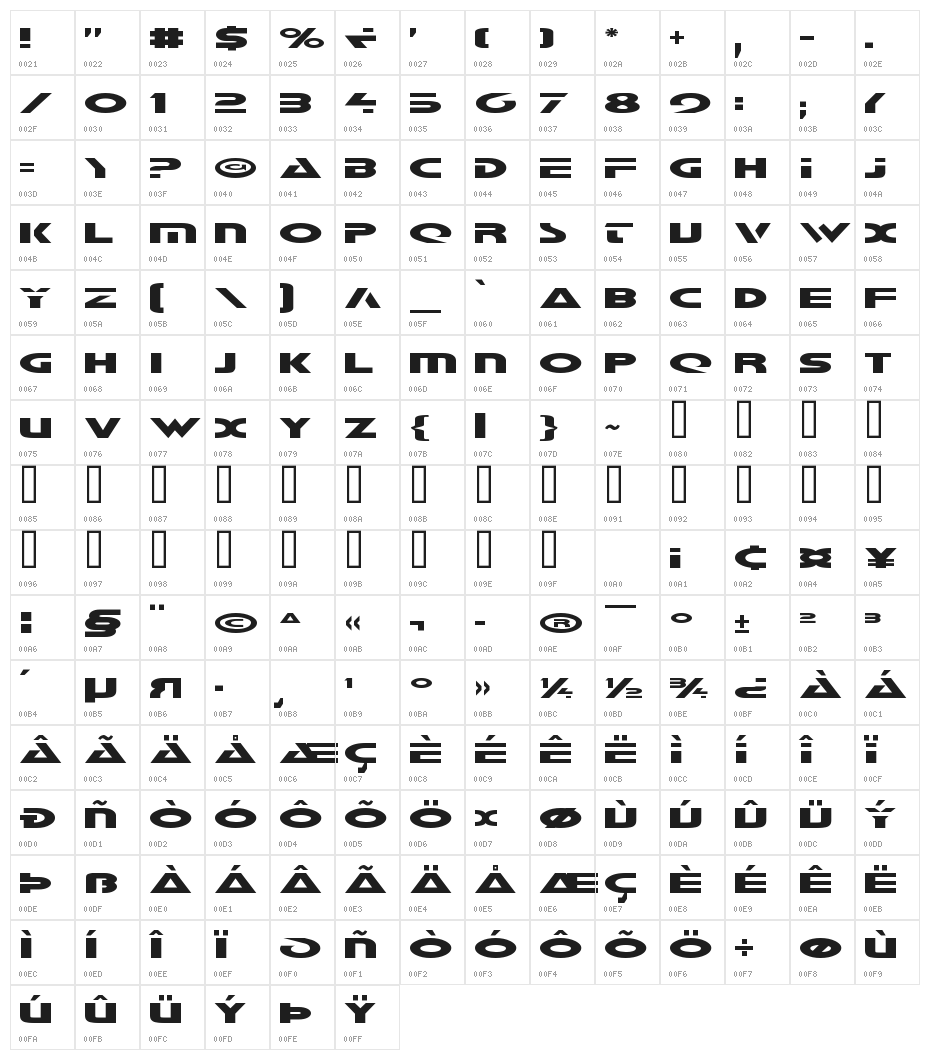 Galant Character Map