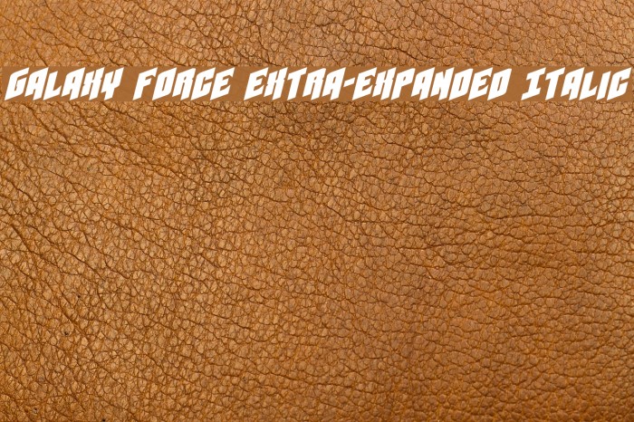 Galaxy Force Extra-Expanded Italic Font examples