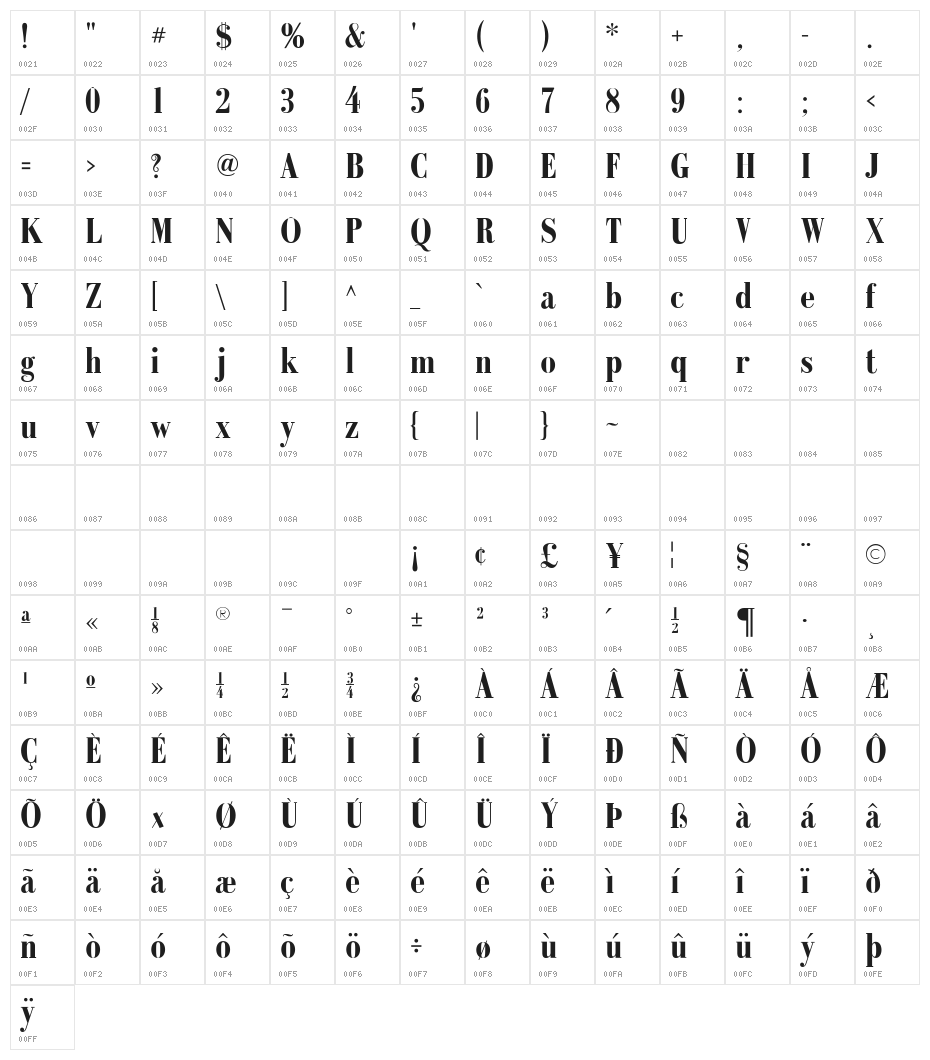 GalileoFLF-Bold Character Map