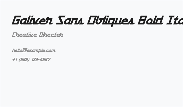 Galiver Sans Obliques Bold Italic Business Card