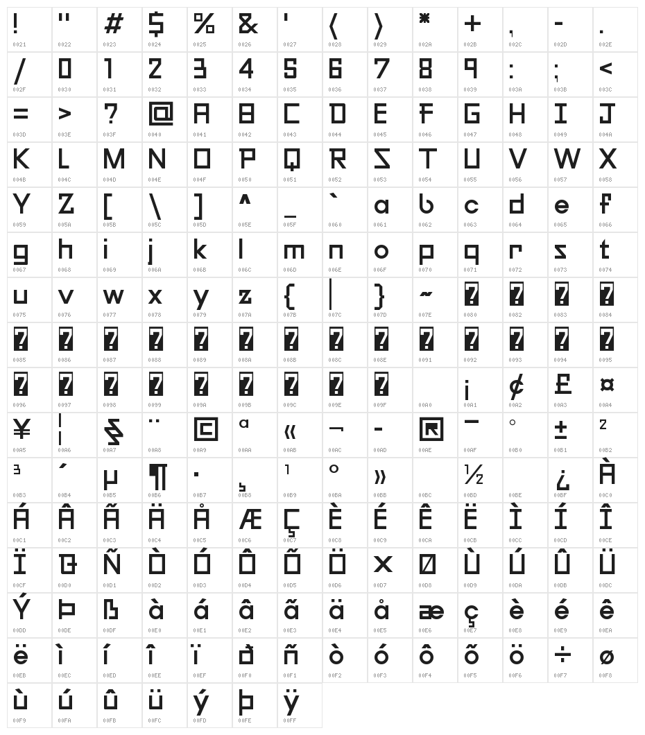 Galiver Sans Character Map