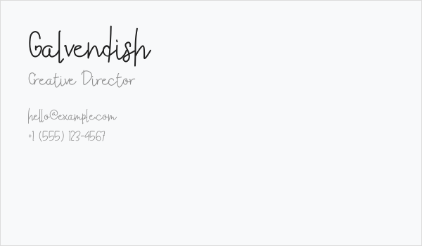 Galvendish Business Card