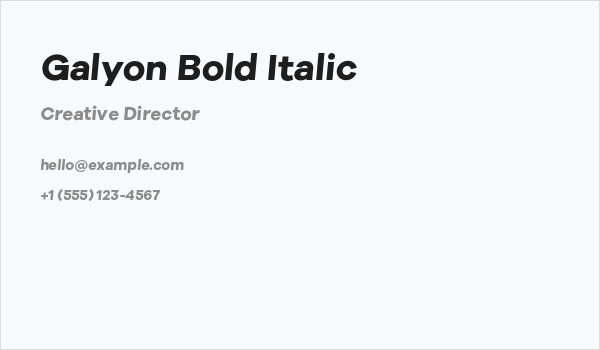 Galyon Bold Italic Business Card