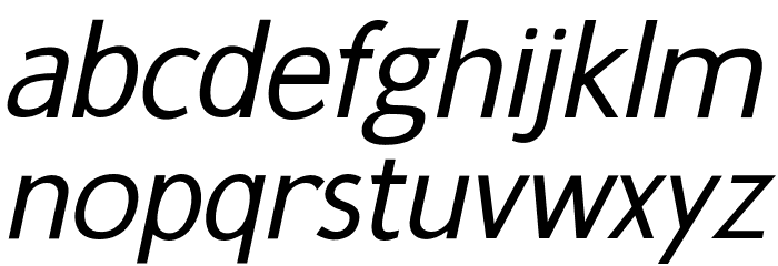 Gama-Sans Italic Caratteri MINUSCOLO