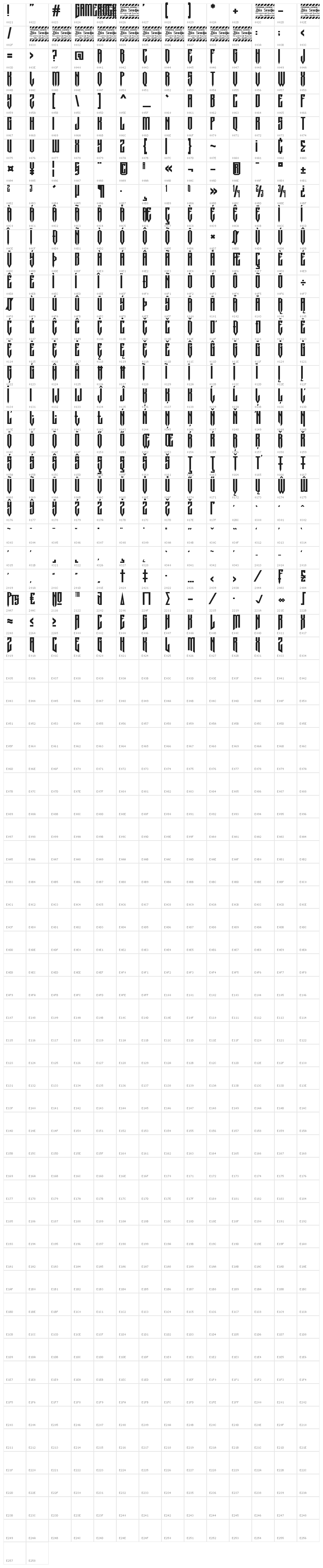 Gamerock Personal Use Character Map