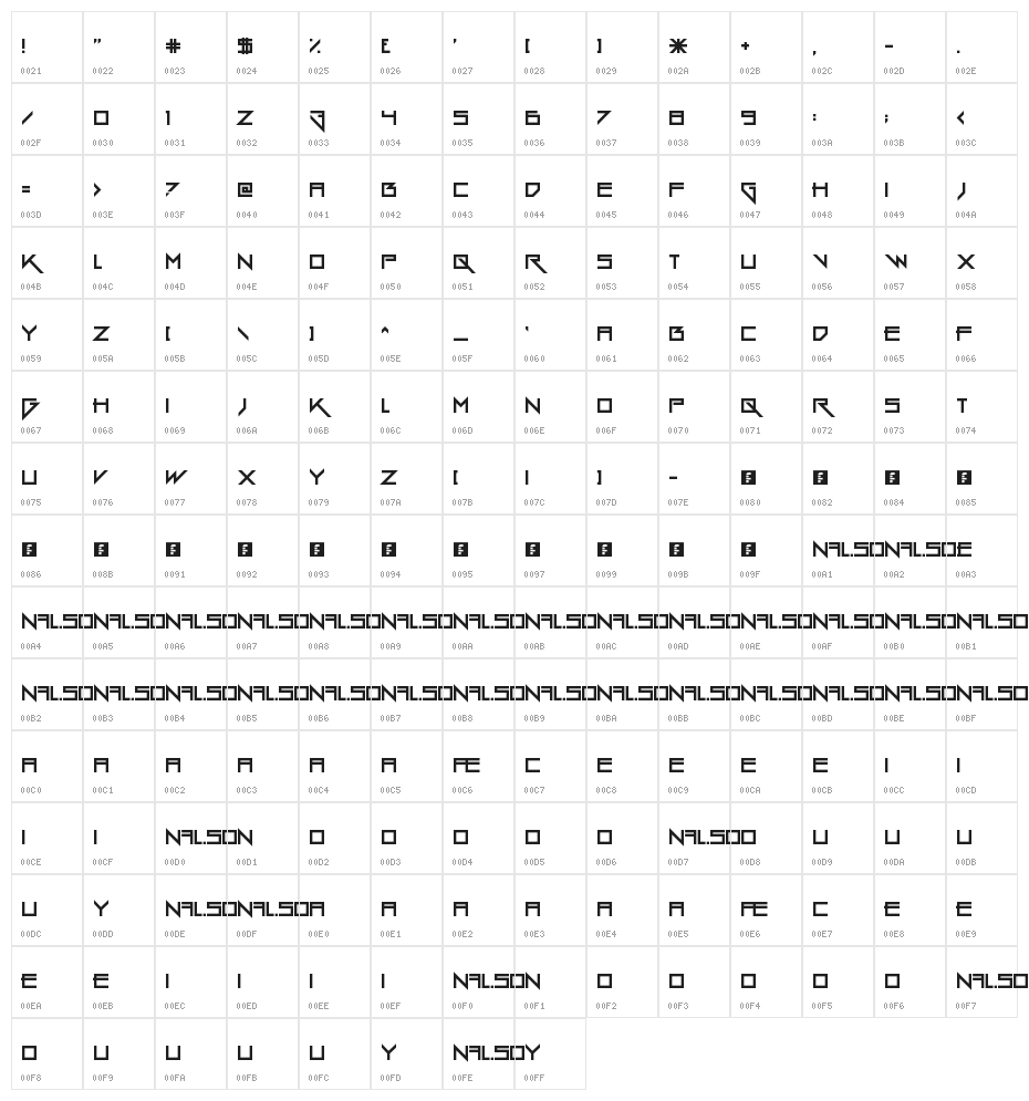 Gang Wolfik Regular Character Map