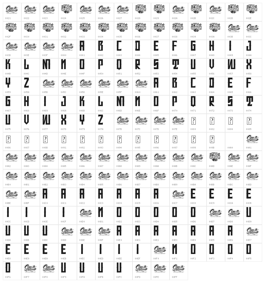Gangsta Character Map