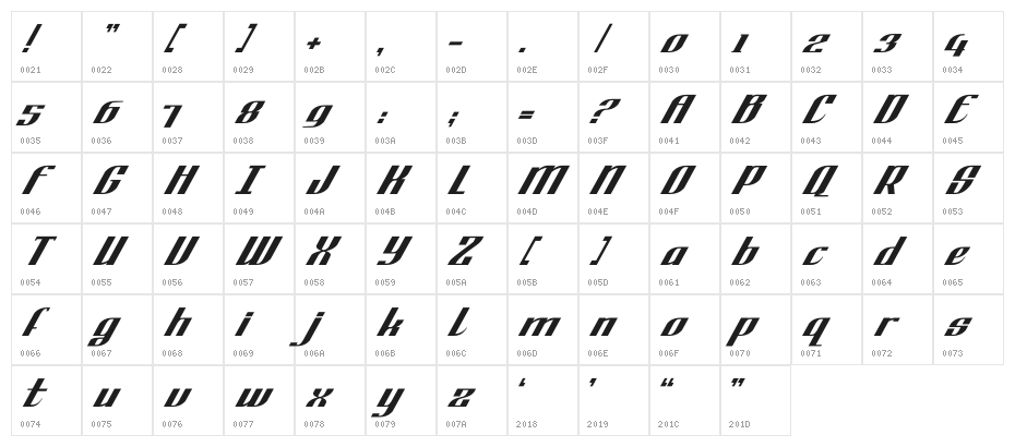 GanymedeTakeover-Regular Character Map