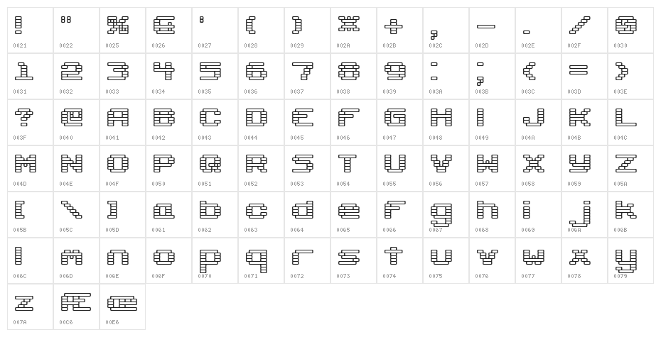 Gaposis Outline [BRK] Character Map