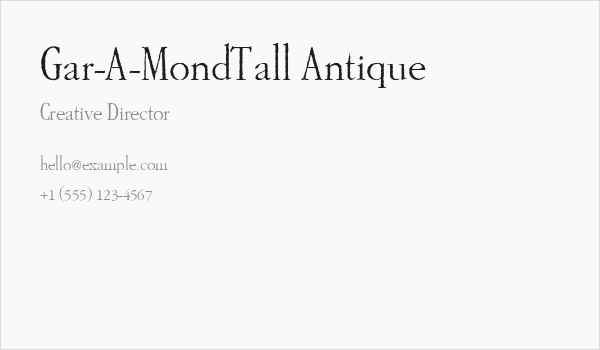 Gar-A-MondTall Antique Business Card