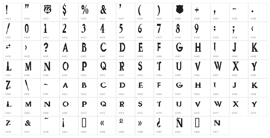 GaramGarde Character Map