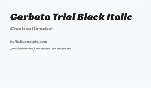 Garbata Trial Black Italic Business Card