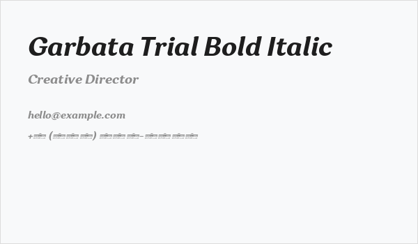 Garbata Trial Bold Italic Business Card