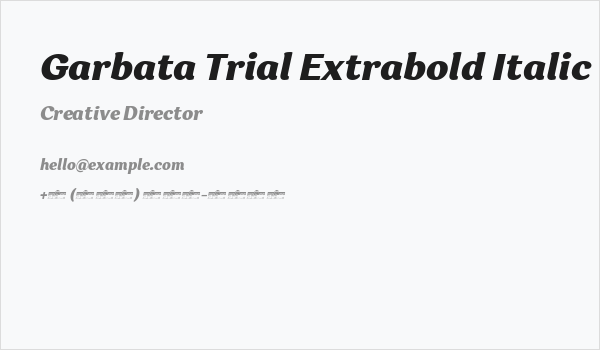 Garbata Trial Extrabold Italic Business Card